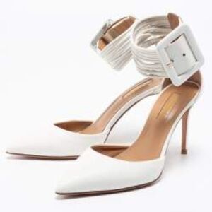 Aquazzura Casablanca Leather Stiletto Pumps White. Made in Italy. Sz 10-10.5/41